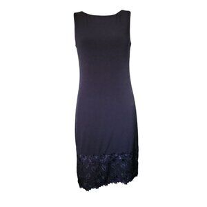 Eliza J Dress Womens Size 2 Solid Black Floral Tulip Lace Detail Sleeveless‎ Zip